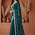 Teal embellished embroidered tissue heavy work fashion saree