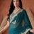 Teal embellished embroidered tissue heavy work fashion saree