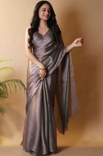 Grey saree with blouse piece