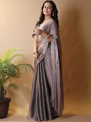 Grey saree with blouse piece 2