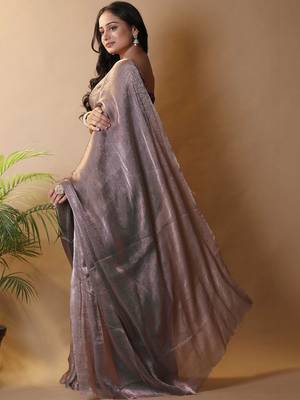 Grey saree with blouse piece 3