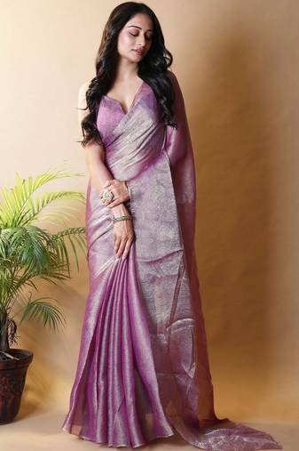 Purple saree with blouse piece