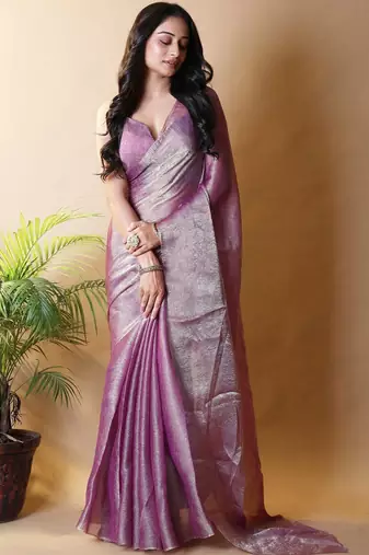 Purple saree with blouse piece