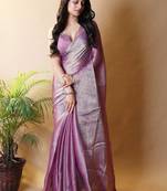 Purple saree with blouse piece