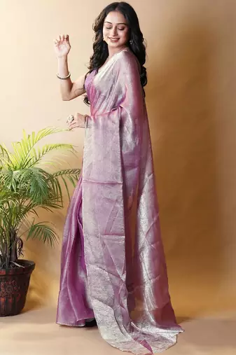Purple saree with blouse piece