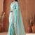 Turquoise embroidered tissue saree
