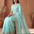 Turquoise embroidered tissue saree