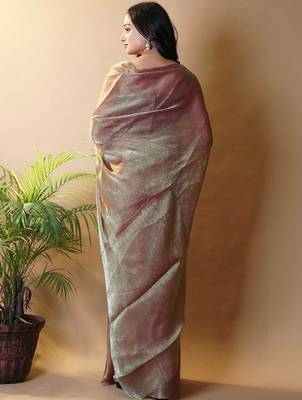 Coffee abstract woven design zari saree 2