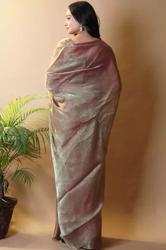 Coffee abstract woven design zari saree