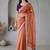 Orange  chiffon fusion saree
