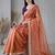 Orange  chiffon fusion saree