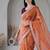 Orange  chiffon fusion saree