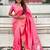 Pink ethnic motifs woven design zari banarasi saree