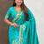 Turquoise ethnic motifs woven design zari banarasi saree