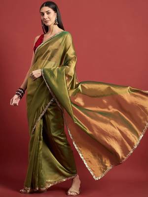 Green beads and stones organza saree 2