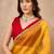 Yellow embellished siquinned border organza saree with unstitched blouse piece