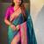 Teal woven design zari silk blend handloom paithani saree