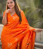 Orange woven design zari kanjeevaram saree