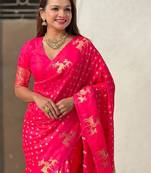 Pink woven design zari kanjeevaram saree
