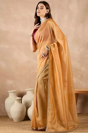 Yellow organza saree