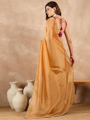 Yellow organza saree 3
