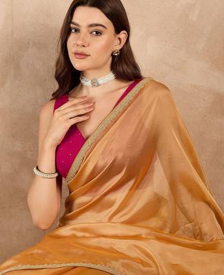 Yellow organza saree 5