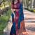 Blue woven design zari silk blend banarasi saree