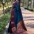 Blue woven design zari silk blend banarasi saree