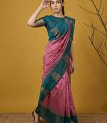 Multicolor floral silk blend handloom saree