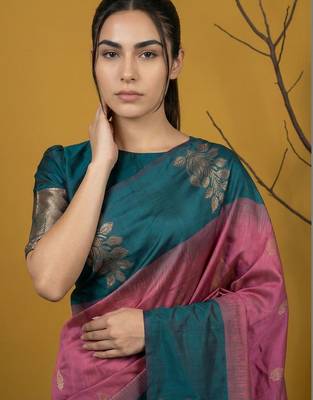 Multicolor floral silk blend handloom saree 2
