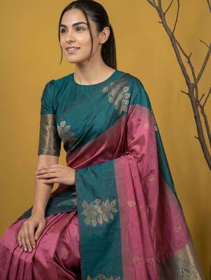 Multicolor floral silk blend handloom saree 3