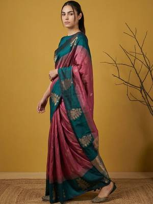 Multicolor floral silk blend handloom saree 4