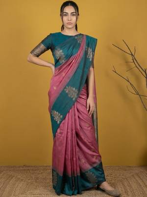 Multicolor floral silk blend handloom saree 5