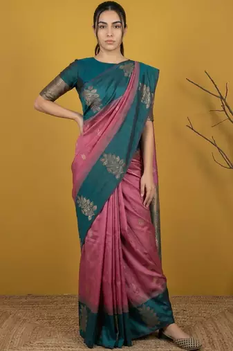 Multicolor floral silk blend handloom saree