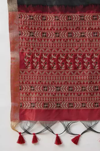 Black woven design silk cotton designer banarasi saree