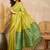 Lime woven design zari silk cotton designer banarasi saree