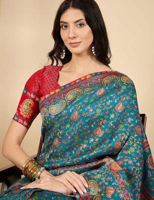Blue woven design banarasi saree 1