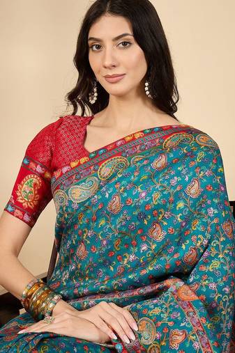 Blue woven design banarasi saree