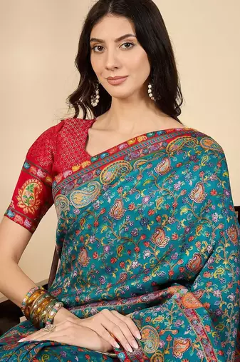 Blue woven design banarasi saree