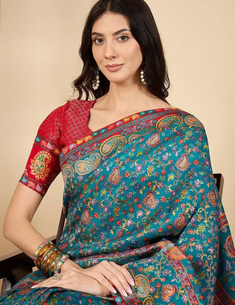 Blue woven design banarasi saree