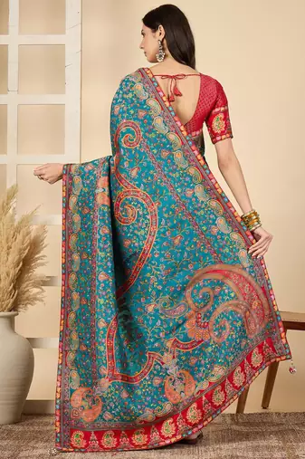 Blue woven design banarasi saree