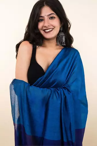 Blue khadi saree