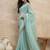 Turquoise sequinned organza designer saree