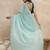 Turquoise sequinned organza designer saree