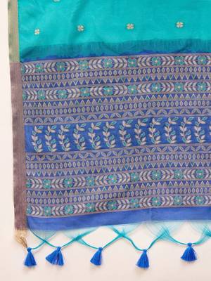 Blue woven design zari silk cotton designer banarasi saree 4