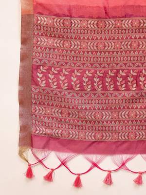 Pink woven design zari silk cotton designer banarasi saree 4