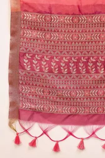 Pink woven design zari silk cotton designer banarasi saree