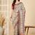 Cream ethnic motifs embroidered banarasi saree