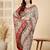 Cream ethnic motifs embroidered banarasi saree