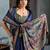 Navy blue chettinad saree with blouse piece